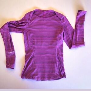 lululemon athletica Purple Striped Long Sleeve Top